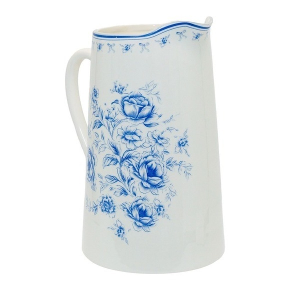 My Texas House Blue White Floral Stoneware Pitcher 3qt Toile Americana Decor